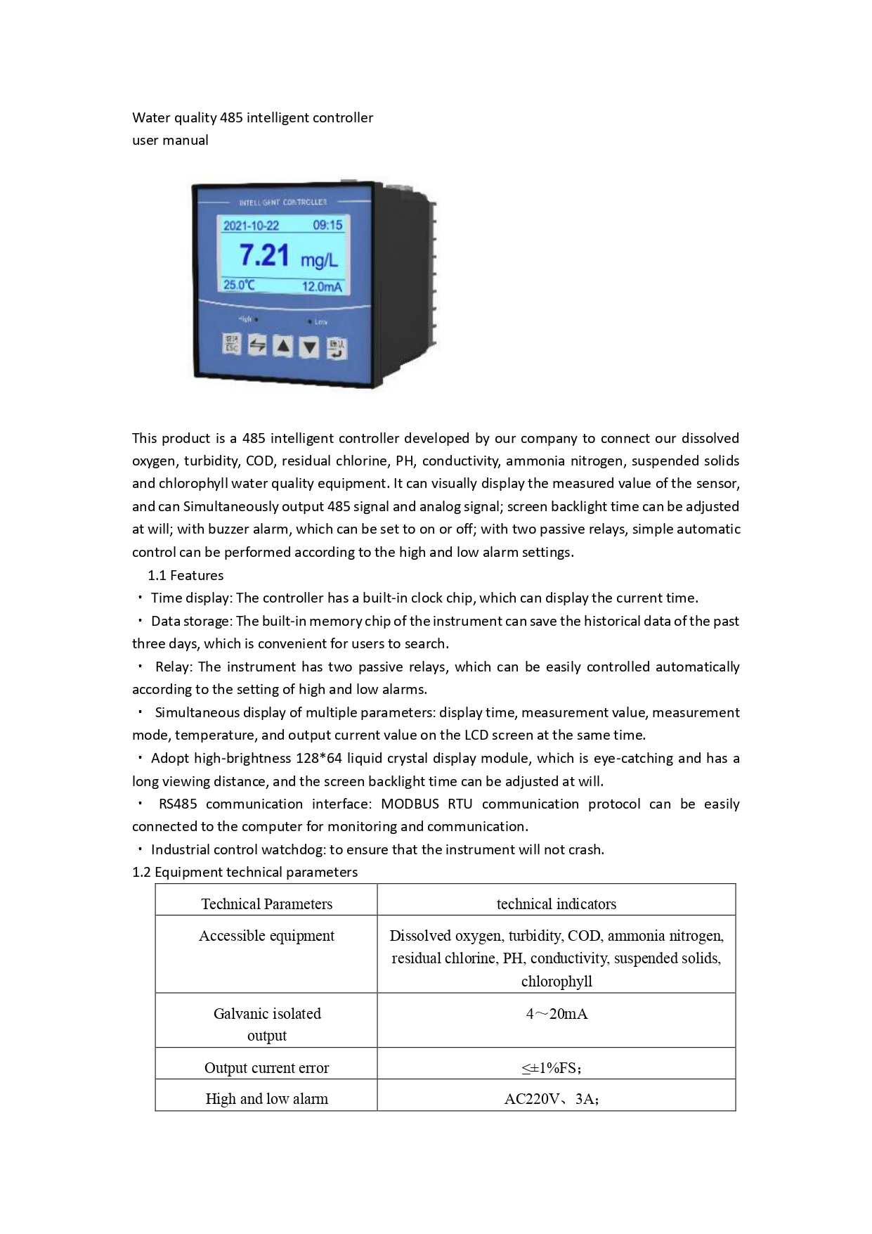 เซ็นเซอร์วัดค่า PH ในน้ำ และวัดอุณหภูมิ พร้อมจอสำหรับดูค่า RealTime รอง RS-485 Modbus RTU เกรดอุตสาหกรรม แช่น้ำได้ Industrial PH Sensor สายยาว 5 เมตร(VMS Controller + conventional electrode (with temperature compensation))