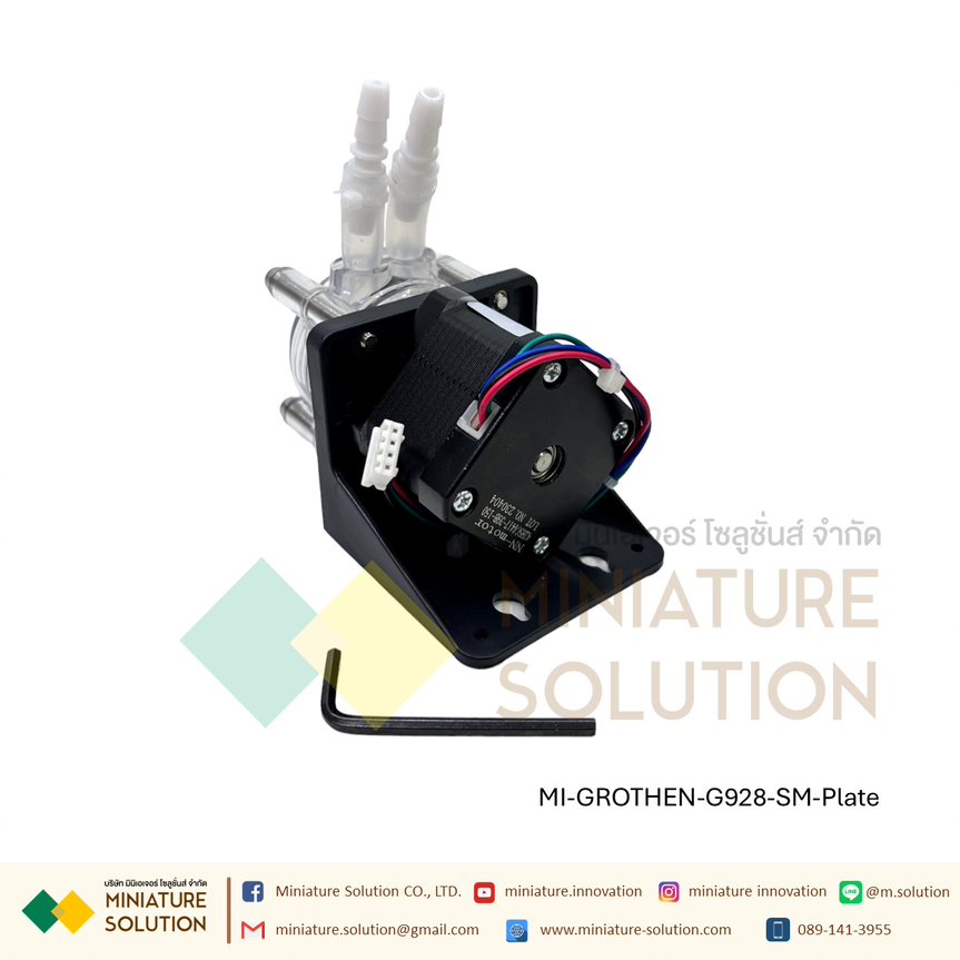 GROTHEN STEPPING Motor ปั๊มรีดพร้อมท่อซิลิโคน ปั๊มปุ๋ย ปั๊มสารเคมี เกรดอุตสาหกรรม Dosing Liquid Transfer (STEPPING)(Cover สีใส)(G928-SM-Plate)(6.5*9.6mm)