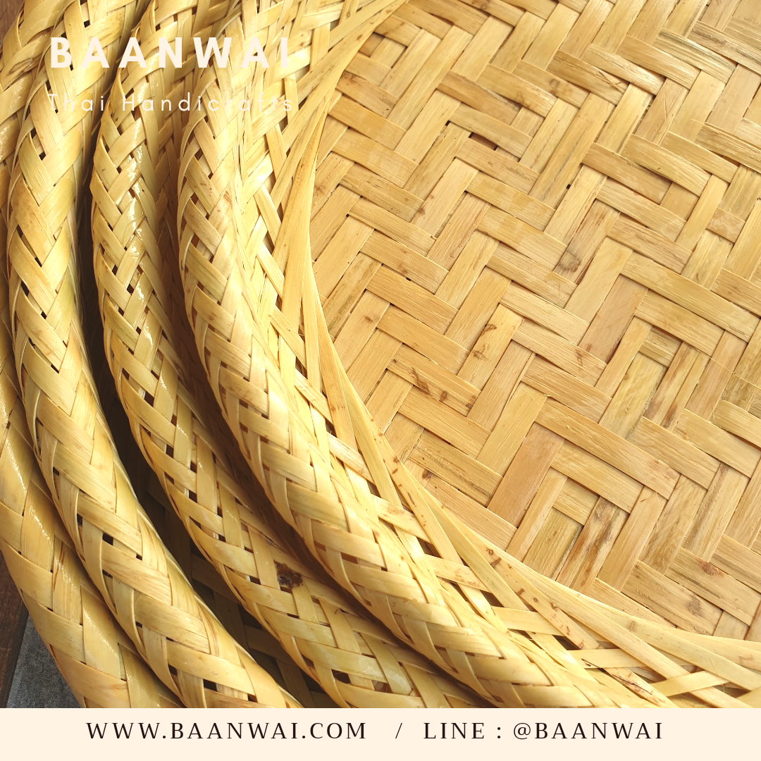 กระจาดกลม ถาดไม้ไผ่ ทรงกลม