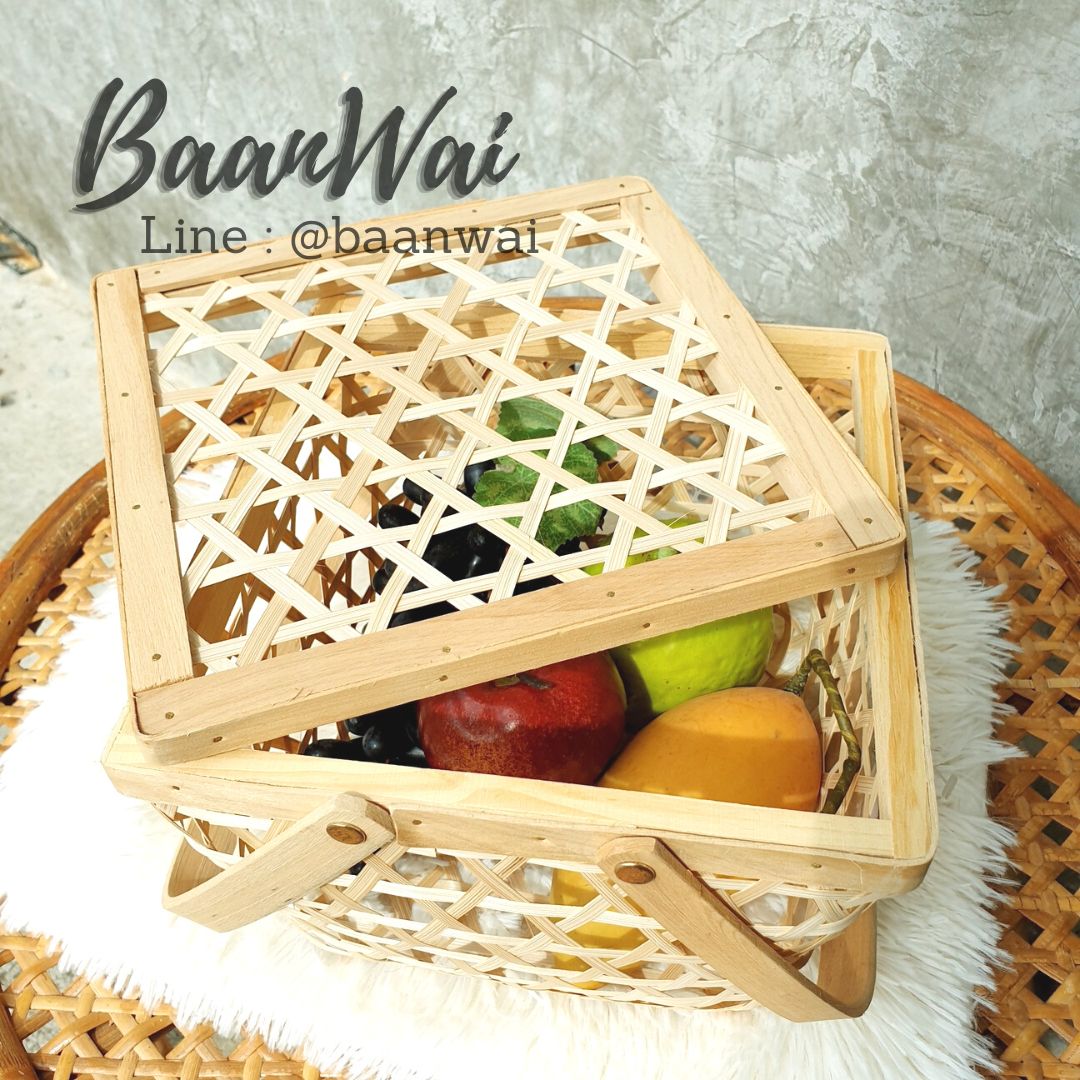 ชะลอมกระปุก ชะลอมปิ่นโตไม้ไผ่ ขนาด 8*7 นิ้ว