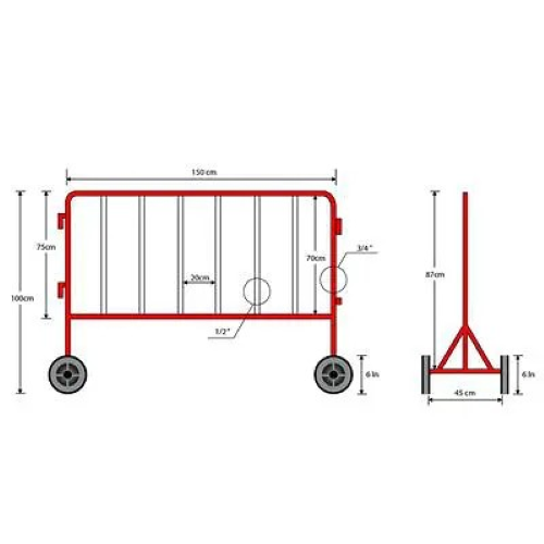 แผงกั้นจราจร แบบมีล้อ / ไม่มีล้อ 1/1.50/2 ม. ขาว-แดง A-Traff