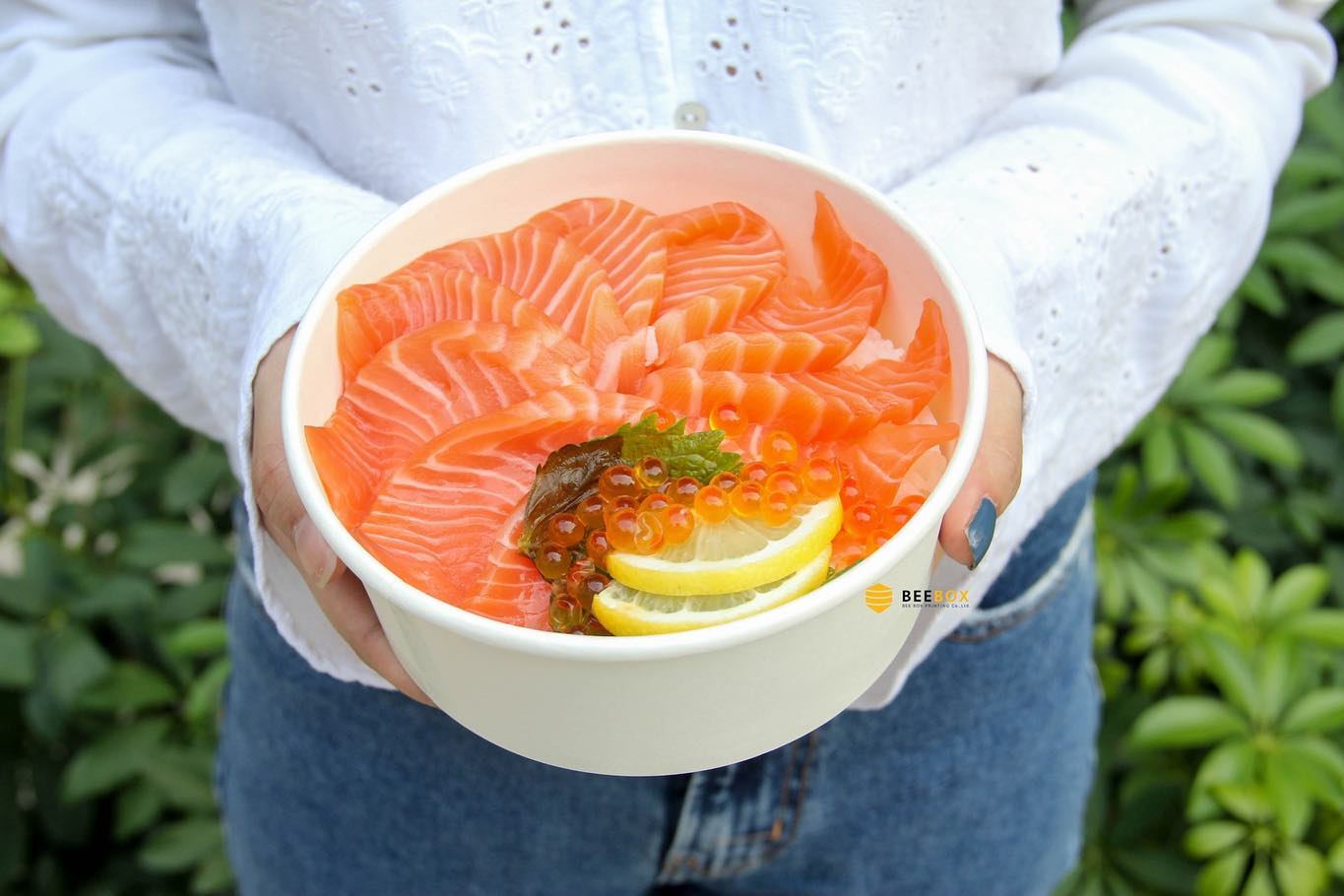 กล่องกลมกระดาษขาว ไซส์ S 750 ml. กล่อง+ฝา ห่อละ 25 ชุด (ฺฺBBX) (09-9130)