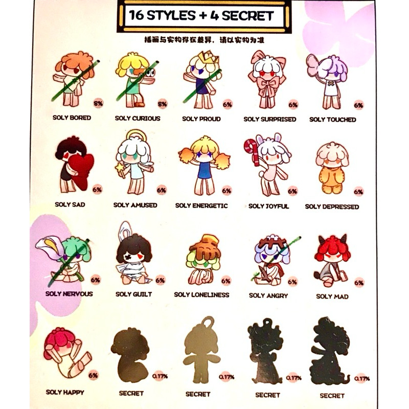 Soly mini แบบแกะเลือกได้ มีจำนวนจำกัด -ทางร้านมี 5 แบบจาก 16 แบบ