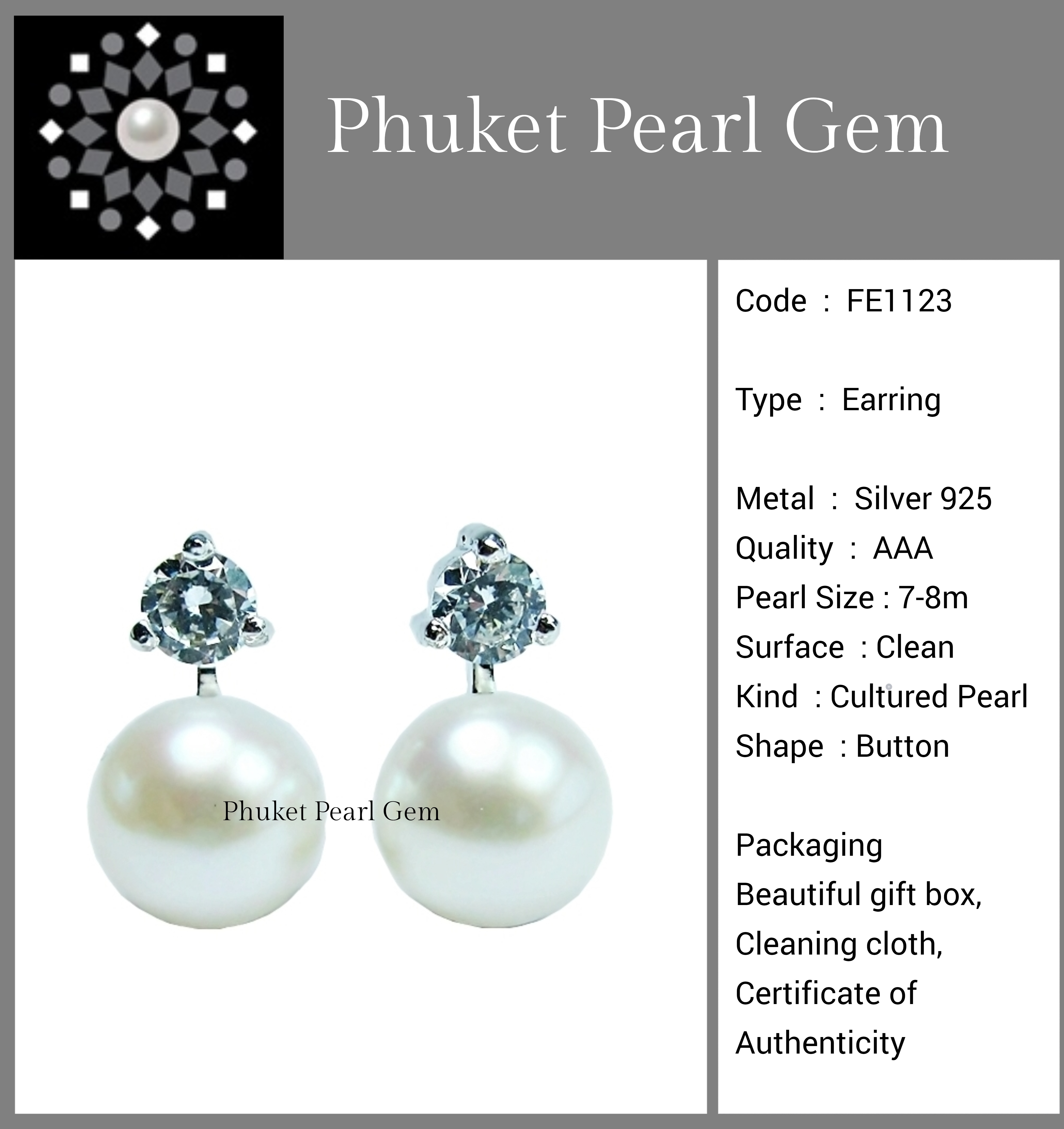 Phuket Pearl Gem Princess Pearl Earring