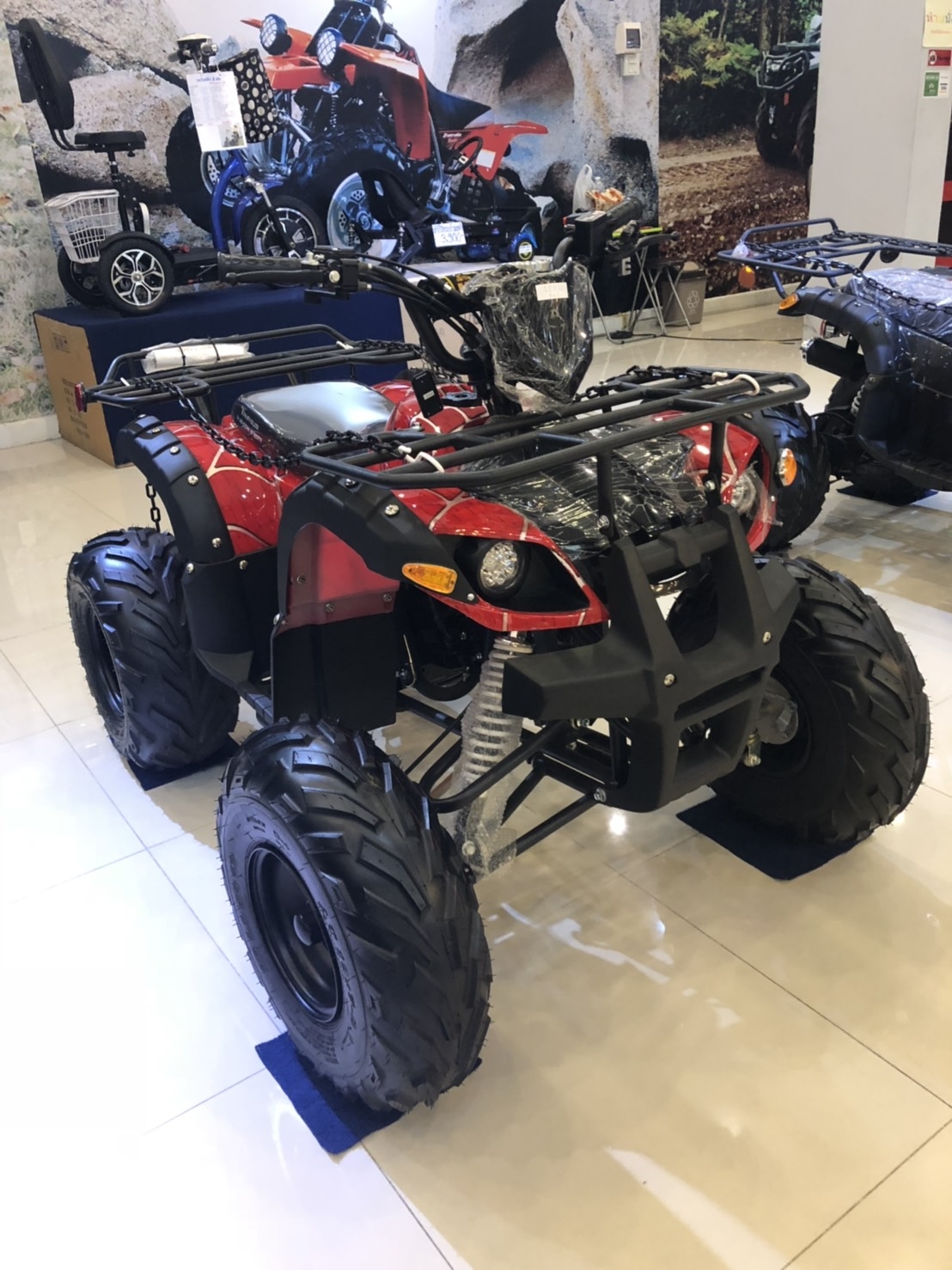 ATV125cc โมเดลใหม่ปีล่าสุด นำเข้ามาตราฐานยุโรปเครื่องยนต์คุณภาพ Shinery ระบบเกียร์ออโต้1 + 1เกียร์ถอย ออโต้คลัส ขนาดรถ: 148X1020x1100MM