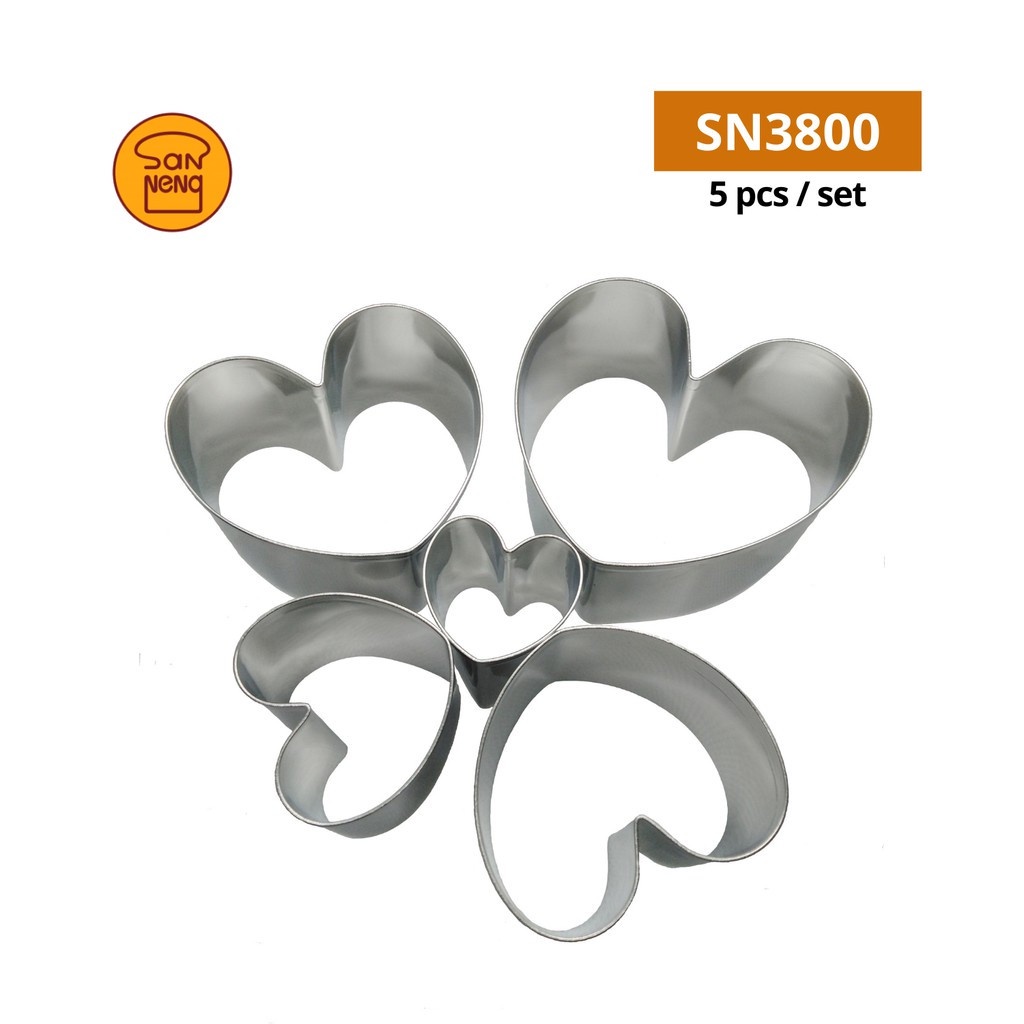 Sanneng Heart Cutter Electrolysis 5 pcs/set ที่กดคุ๊กกี้รูปหัวใจ 5 ชิ้น/ เซท SN3800 (12-7620)
