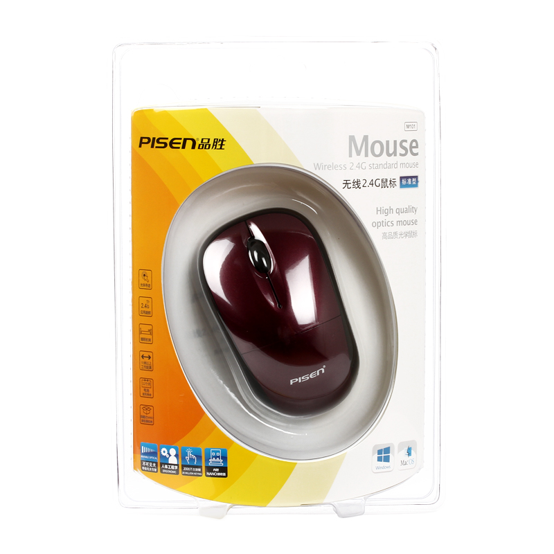 PISEN เม้าส์ไร้สาย 2.4G กระจายสัญญาณ 10 เมตร รุ่น M101 รองรับ Windows และ OS ความถี่อัจฉริยะ FHSS ป้องกันการรบกวน 3 มิติ แนว 360 องศา ตัวรับ NANO ระบบ Plug&Play สามารถใช้ถ่านก้อนเดียวได้ – สีแดง