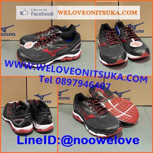 รองเท้าวิ่ง Mizuno Wave Inspire13 สีเทาดำคาดแดง หน้าเท้ากว้าง 2E สำหรับเท้าแบน ยอดนิยม สีสวย นุ่มใส่สบายเท้า เบา น่าใช้ J1GC174561