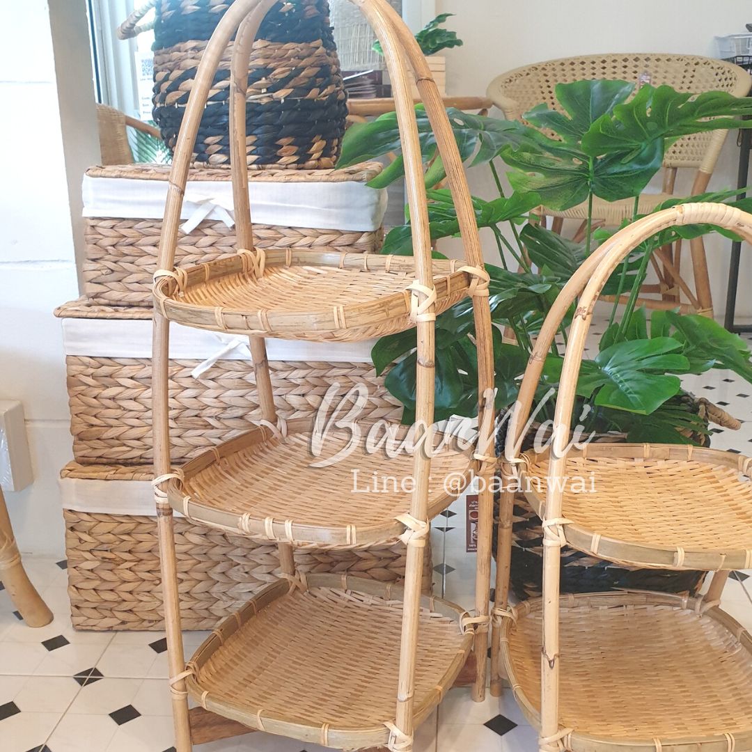 ชั้นวางไม้ไผ่ ทรงเหลี่ยม ขนาด 10 นิ้ว