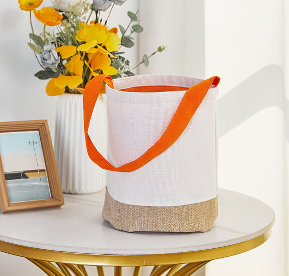 ตะกร้าผ้าฝ้าย,ตะกร้าผ้า,กระเป๋าทรงตะกร้า,สกรีนโลโก้