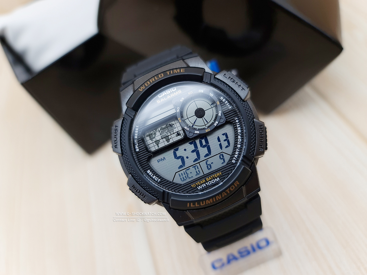 CASIO นาฬิกาข้อมือ นาฬิกากันน้ำ นาฬิกาของแท้ ประกันศูนย์ CMG 1 ปี รุ่น AE-1000W-1A