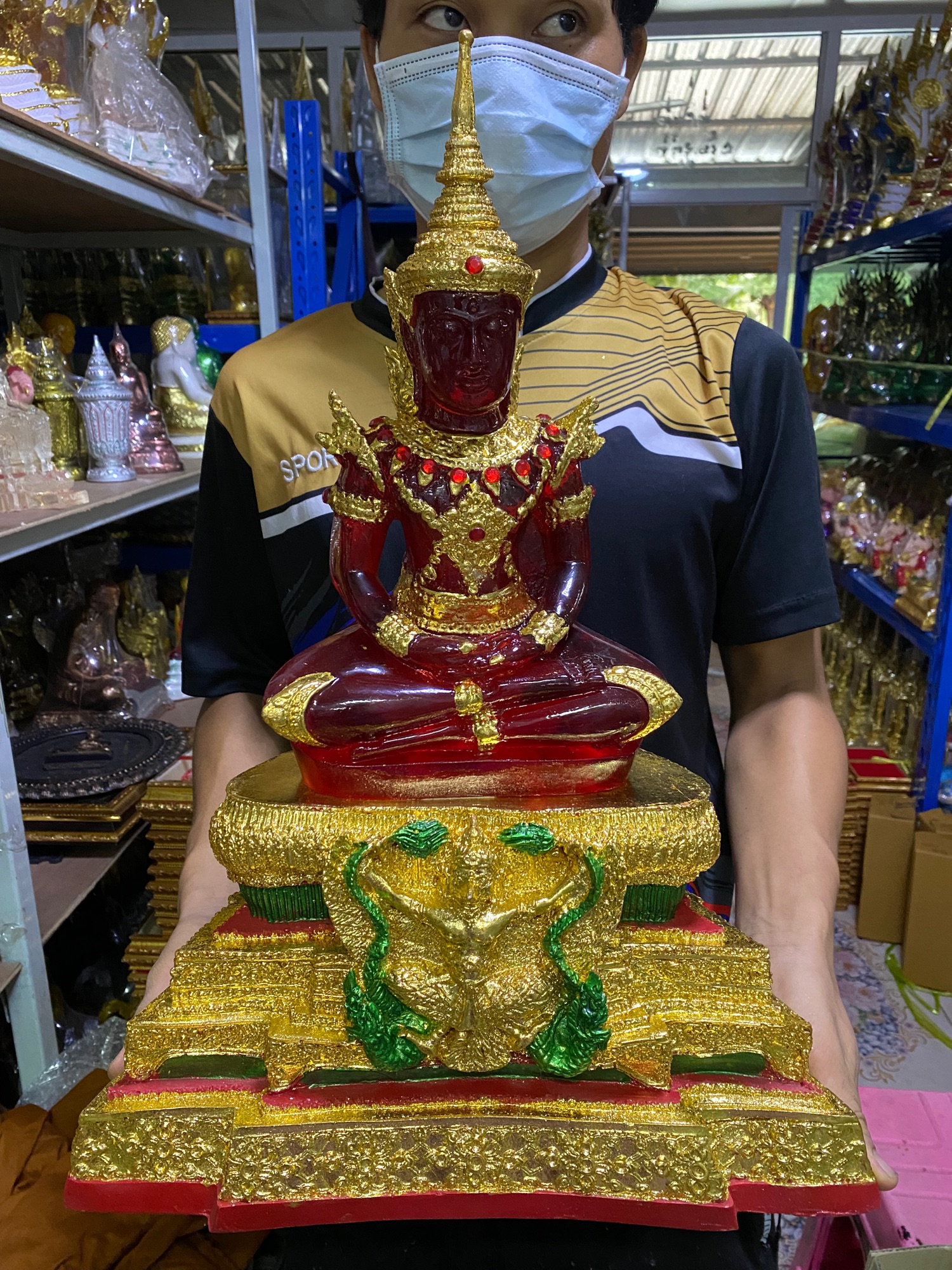 พระเเก้วจักรพรรดิ ฐานครุฑ องค์ใหญ่มาก กว้าง15นิ้ว สูง21นิ้ว