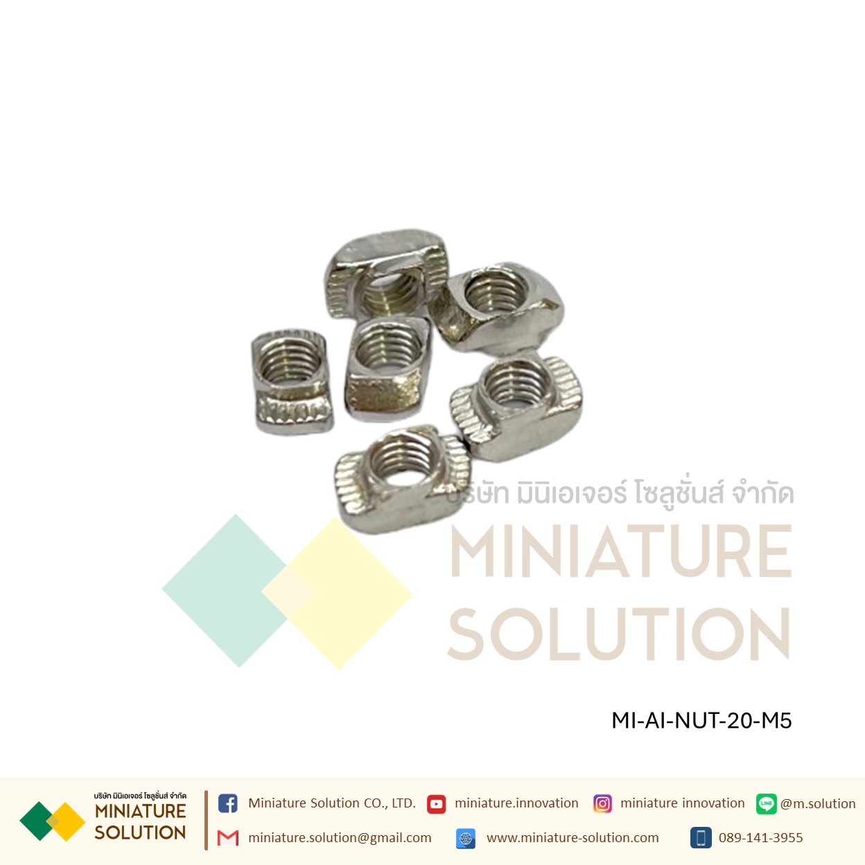 Free-Nut, T-Nut สำหรับสำหรับยึดงานอลูมิเนียมโปรไฟล์ T-type nut aluminum profile (ขนาด 20/30/40 M5/6/8T)