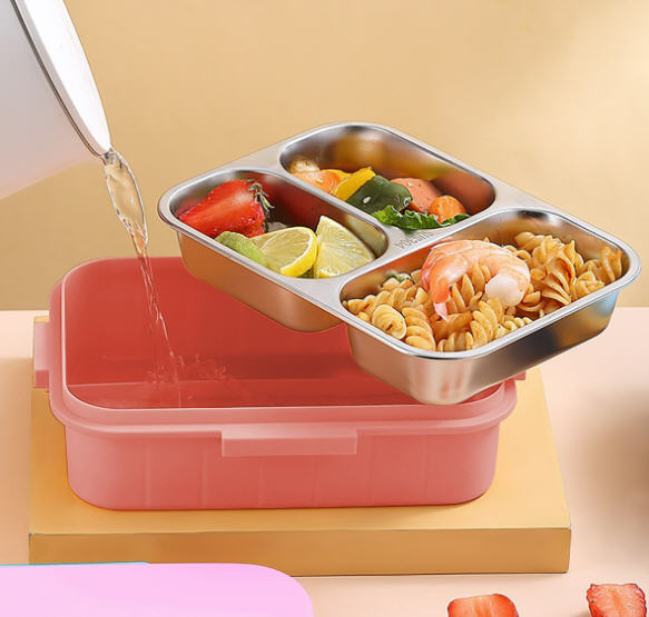 กล่องข้าวสแตนเลส,กล่องข้าวสแตนเลส2-3ช่อง,800ml