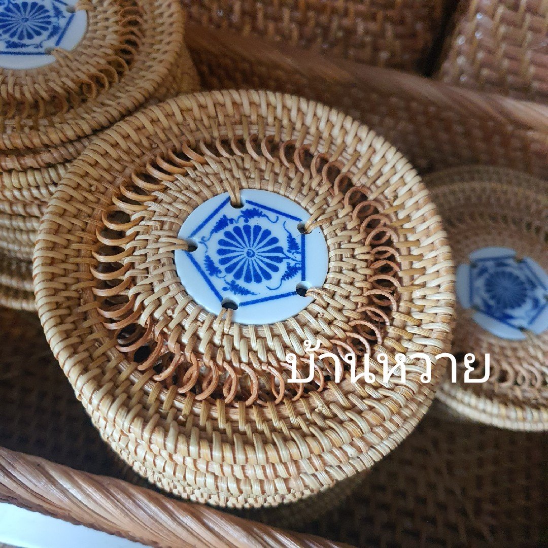 แผ่นรองแก้ว หวายสาน เซรามิค NEW
