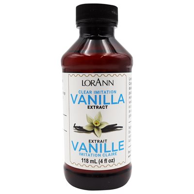 LORANN Vanilla Clear Extract (Art) Vanilla Imitation 4 Oz.กลิ่นวานิลาใส (118 ml) (06-7603-03)