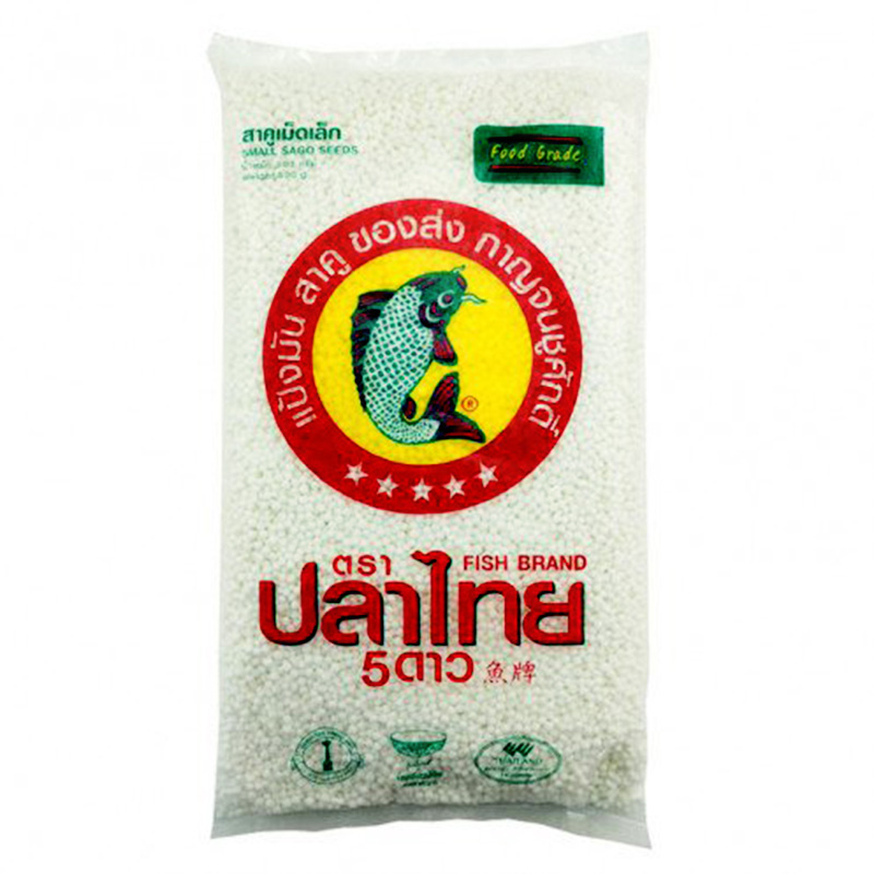 สาคูเม็ดเล็ก ตราปลาไทย 5 ดาว ขนาด 500 g. (05-0776)