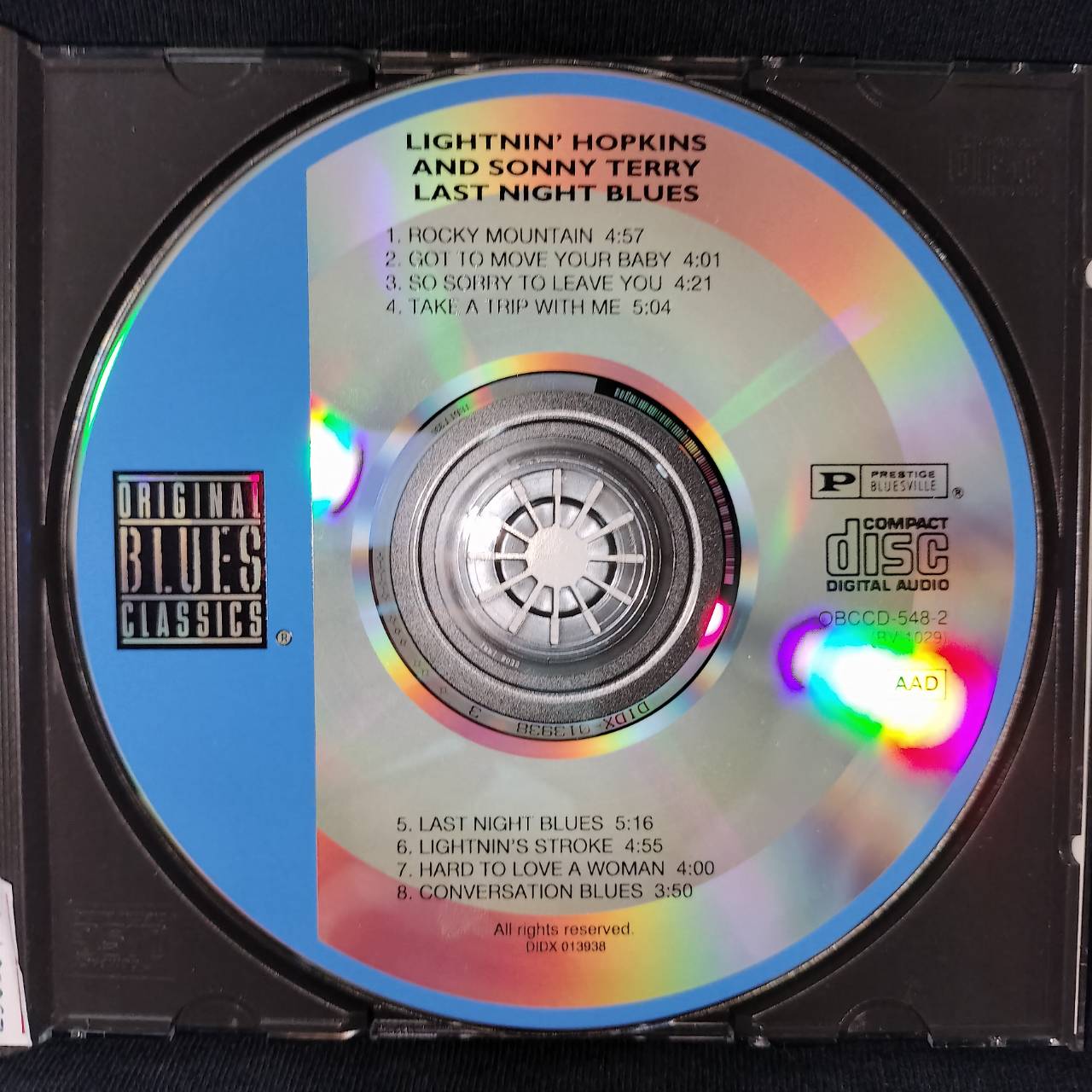 Lightnin' Hopkins With Sonny Terry – Last Night Blues / USA / ปกในมีจุดเหลือง / แผ่นดี