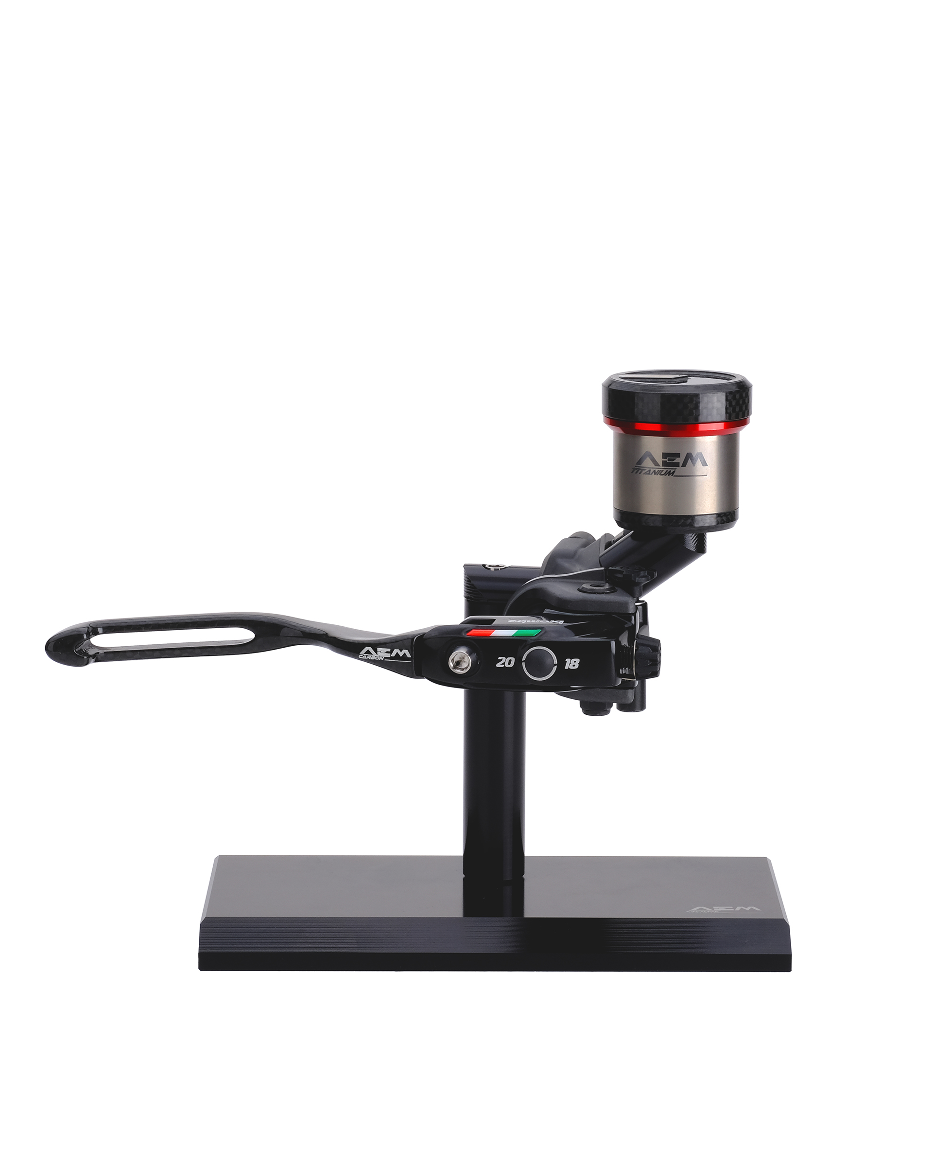 กระปุกน้ำมันเบรค AEM Factory ไทเทเนียม สำหรับปั๊ม Brembo corsa corta / RR แบบไม่ต้องใช้ขาจับ ราคาต่อข้าง