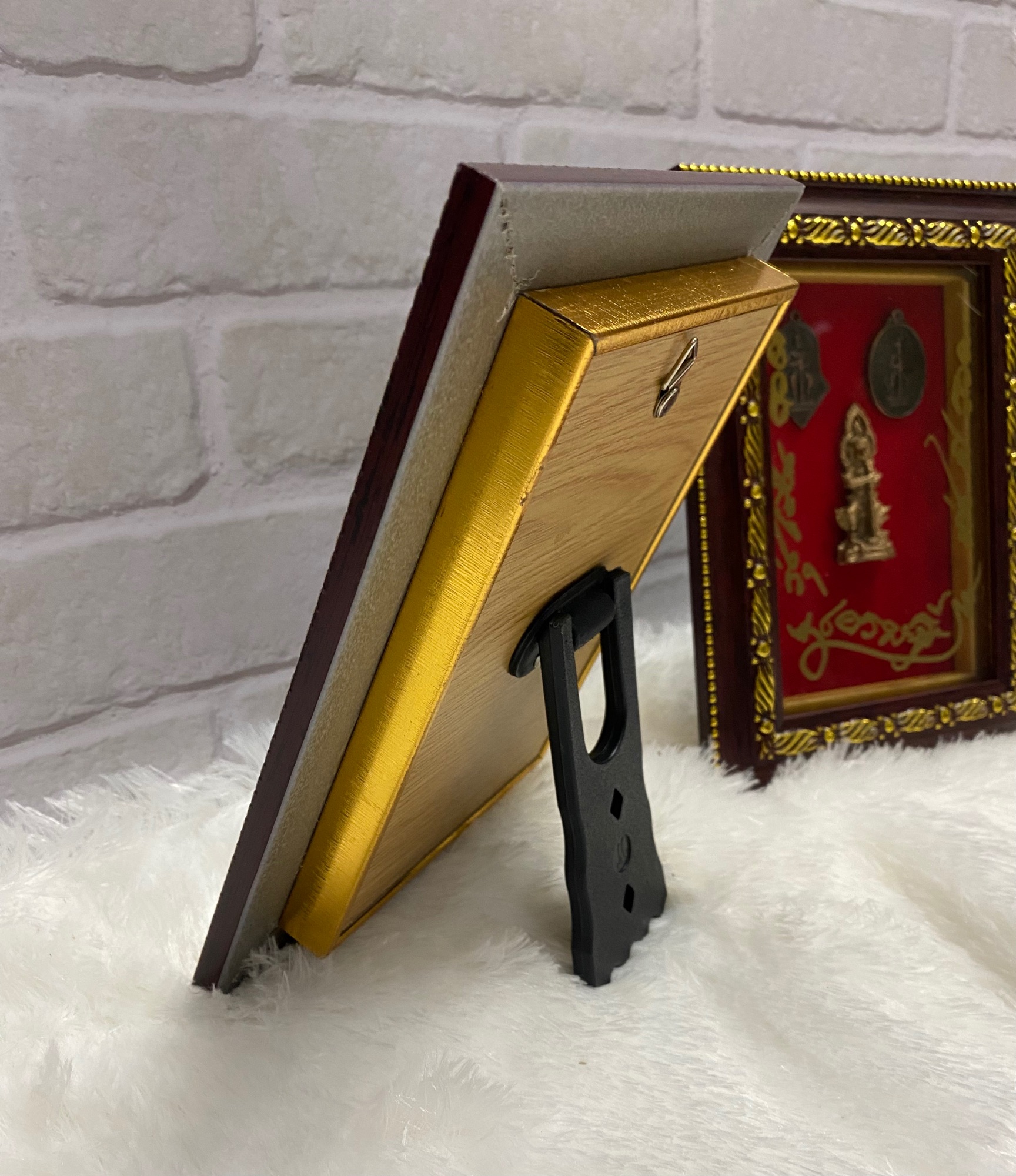 กรอบรูปพร้อมเหรียญ กรอบหลวงพ่อเงิน หลวงปู่หมุน หลวงพ่อพัฒน์