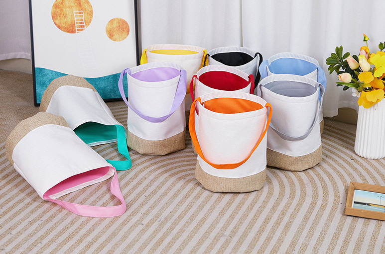 ตะกร้าผ้าฝ้าย,ตะกร้าผ้า,กระเป๋าทรงตะกร้า,สกรีนโลโก้