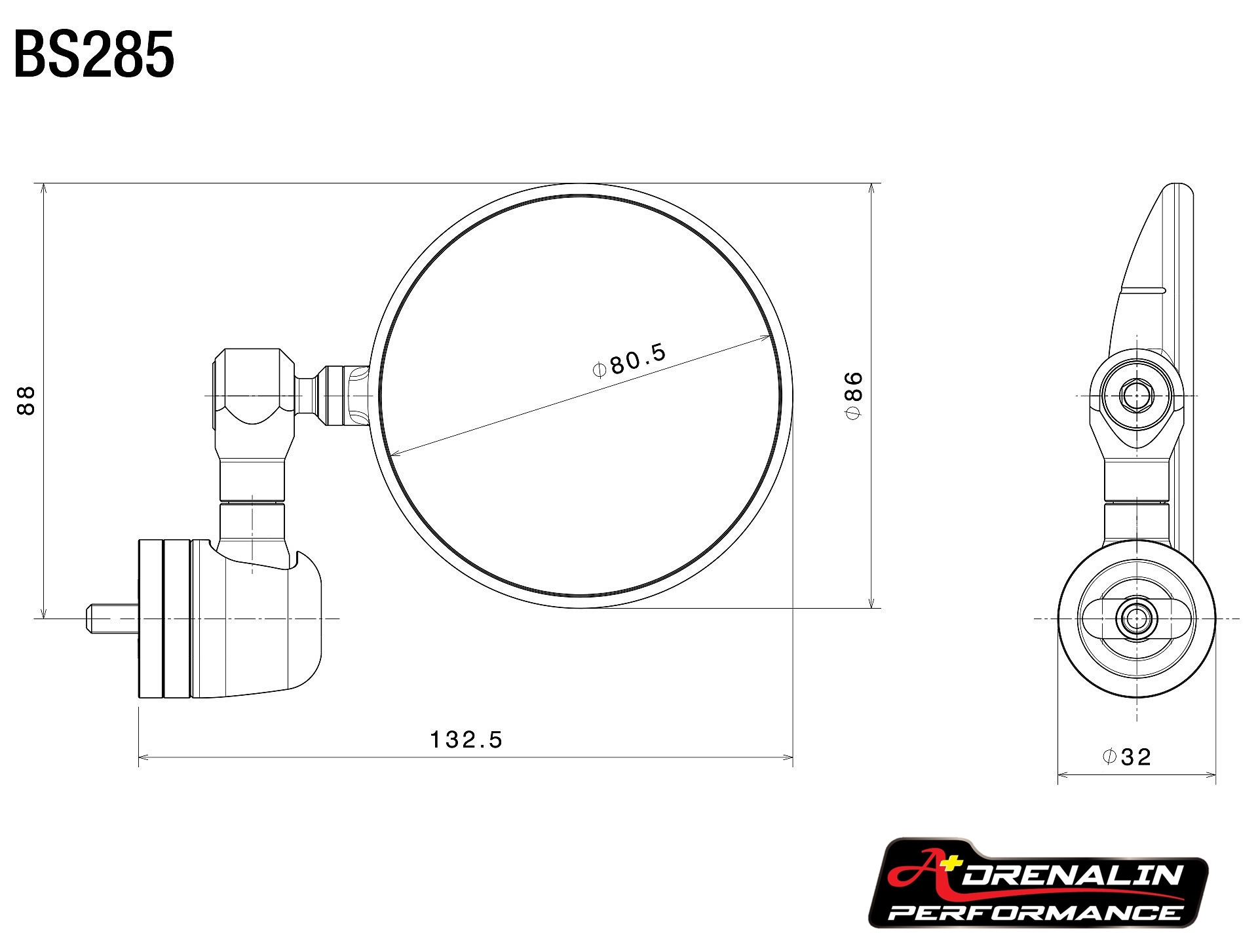 Rizoma - กระจกมองหลัง (รุ่น Spy R) สำหรับรถทุกรุ่น ข้างละ