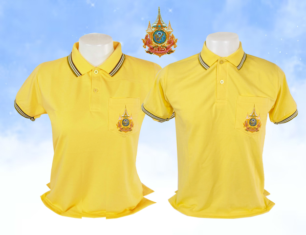 พร้อมส่ง เสื้อโปโลสีเหลือง unisex size เสื้อโปโลสีเหลืองปักตราสัญลักษณ์ 72 พรรษา ผ้าฝ้ายผสม ผ้าคอตตอนผสม ไม่ย้วย ไม่เป็นขุย
