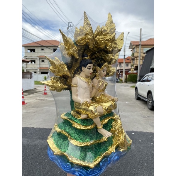 ปู่ศรีสุทโธย่าศรีประทุมมา ปู่ย่า กว้าง11นิ้ว สูง16นิ้ว