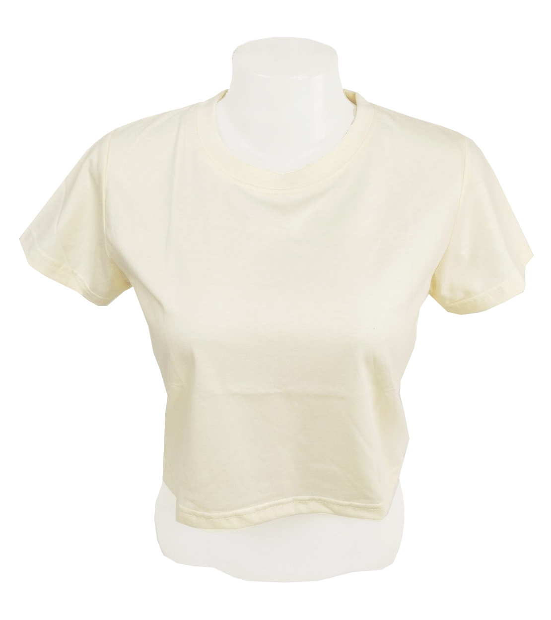 เสื้อยืดทรงครอป สีครีม