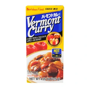 Vermont Curry เครื่องแกงกระหรี่ก้อน ชนิดเผ็ดมาก ตราเฮาส์ 115 กรัม House Vermont Curry Hot 115 g. (05-4146)