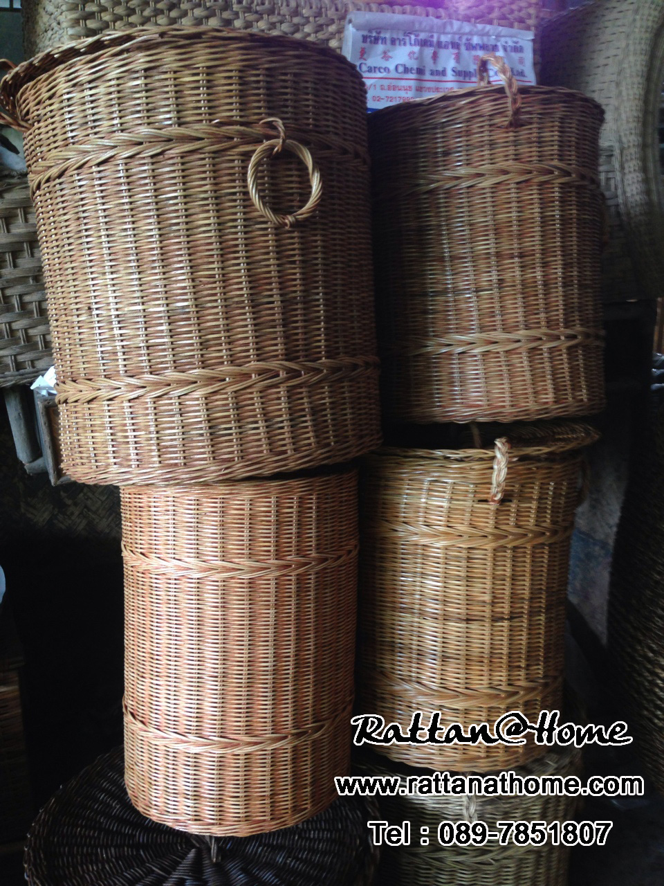 ตัวอย่างตะกร้าผ้า หวายแท้ ถังหวายใส่ผ้า ตะกร้าผ้าซัก