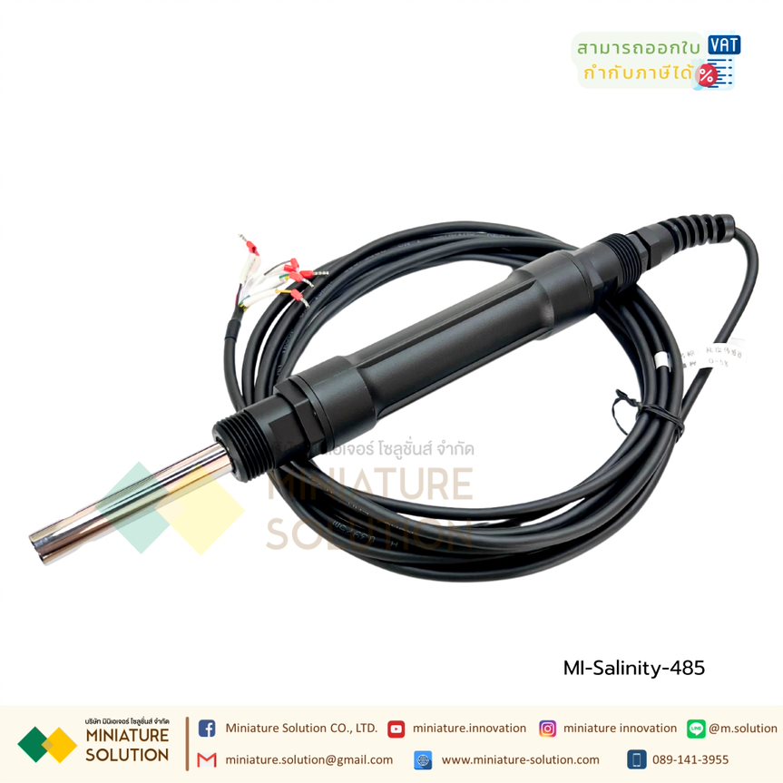 เซ็นเซอร์วัดค่าความเค็มในน้ำ Salinity Sensor electrode probe RS-485 MODBUS RTU Output Seawater salinity sensor : (485) + (4-20mA) dual output, 5% range 5m line
