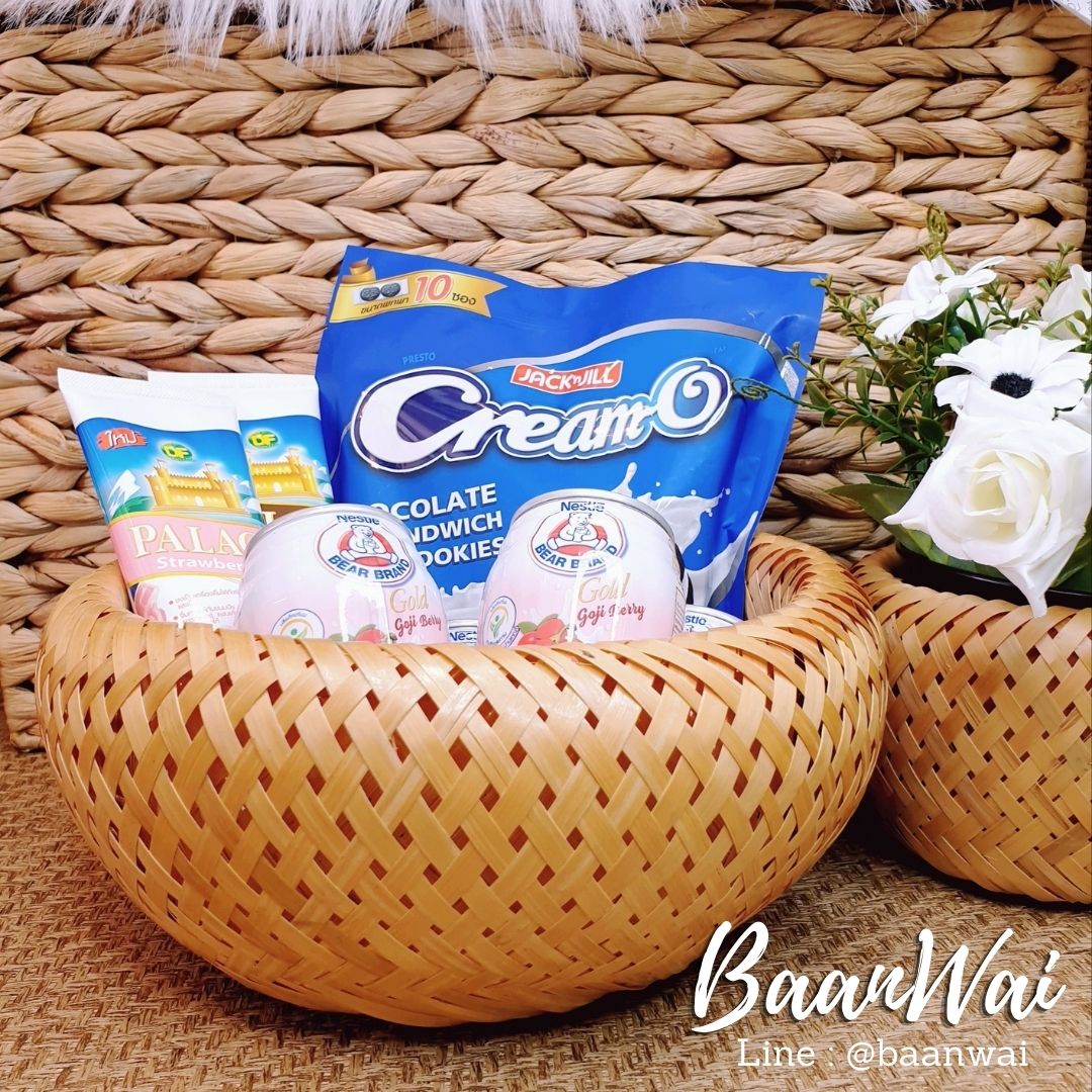 ตะกร้าสานไม้ไผ่ ตะกร้าใส่ผลไม้ ตะกร้าจัดดอกไม้ ขนาด 5 นิ้ว