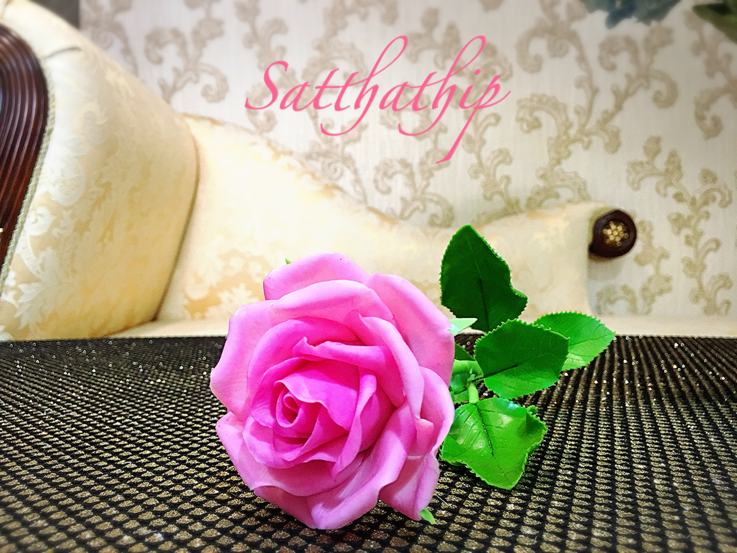 ดอกกุหลาบ สีชมพู ประดิษฐ์จากดิน - ดอกกุหลาบ - Rose Flower