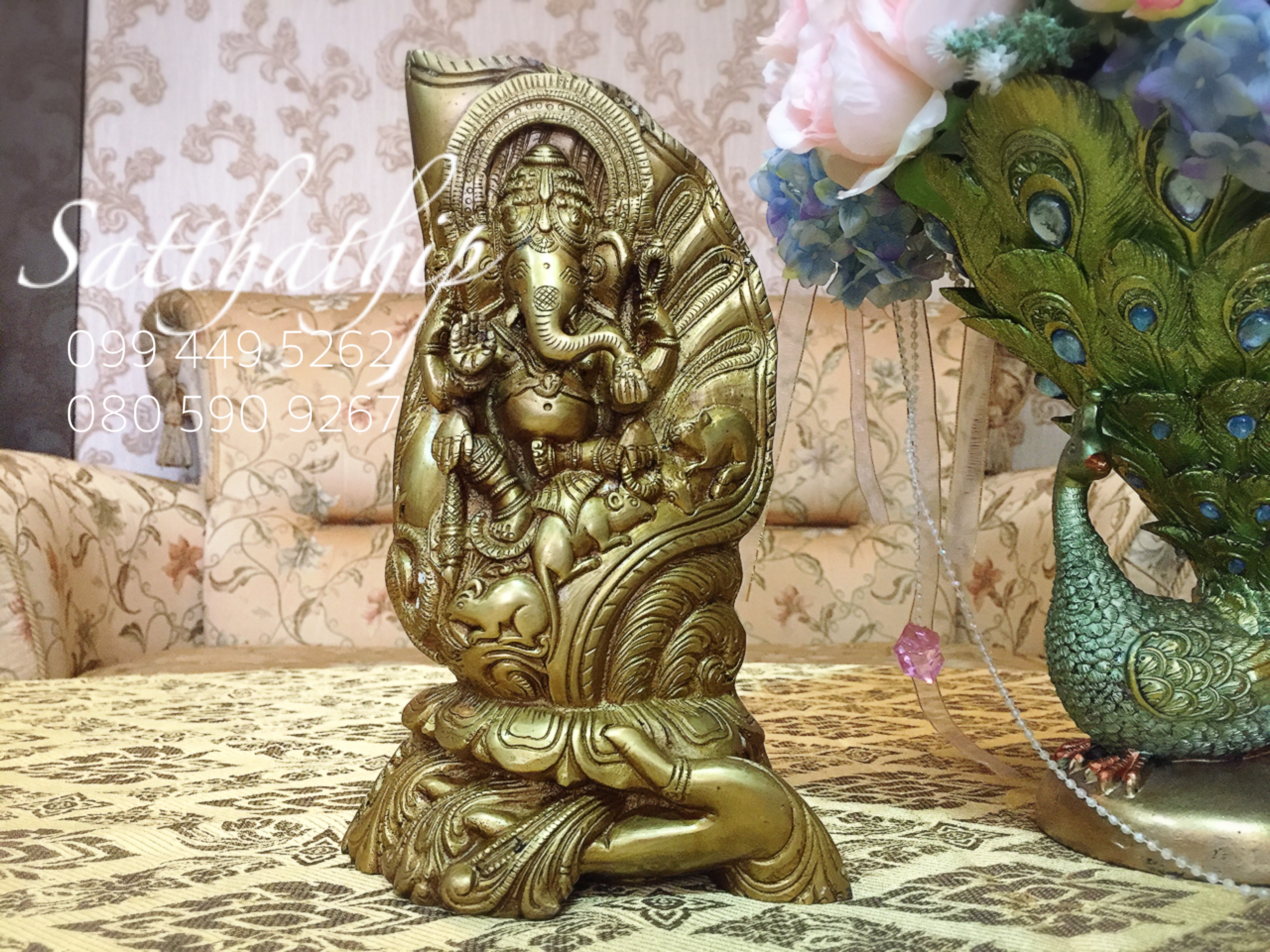พระพิฆเณศ ปางสัมปทายะคเณศ (ทองเหลือง) ผลิตและนำเข้าจากอินเดีย - Ganesha: Lord of Success