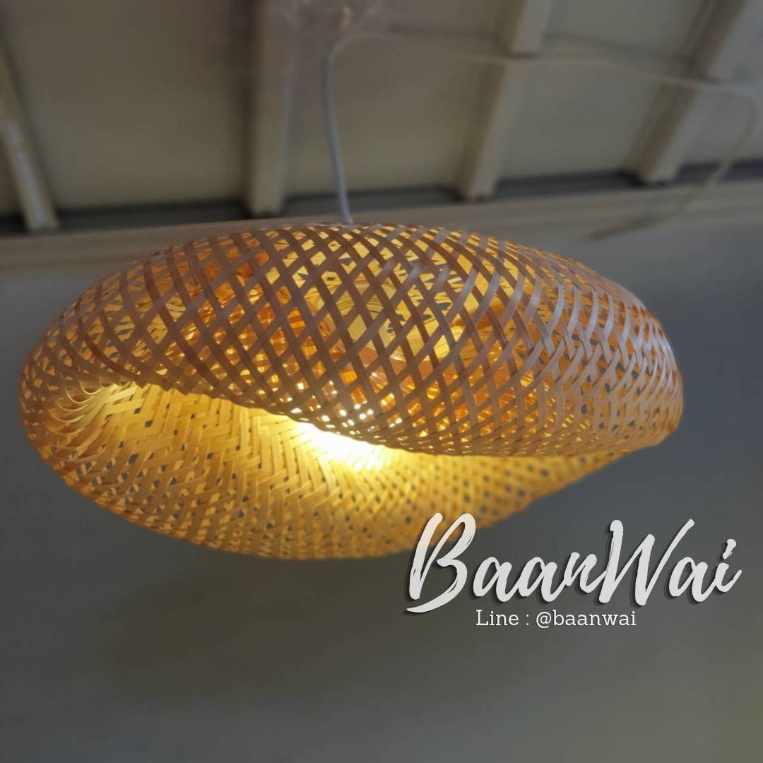 โคมไฟไม้ไผ่สาน ขนาด 35 * 50 * 16 cm