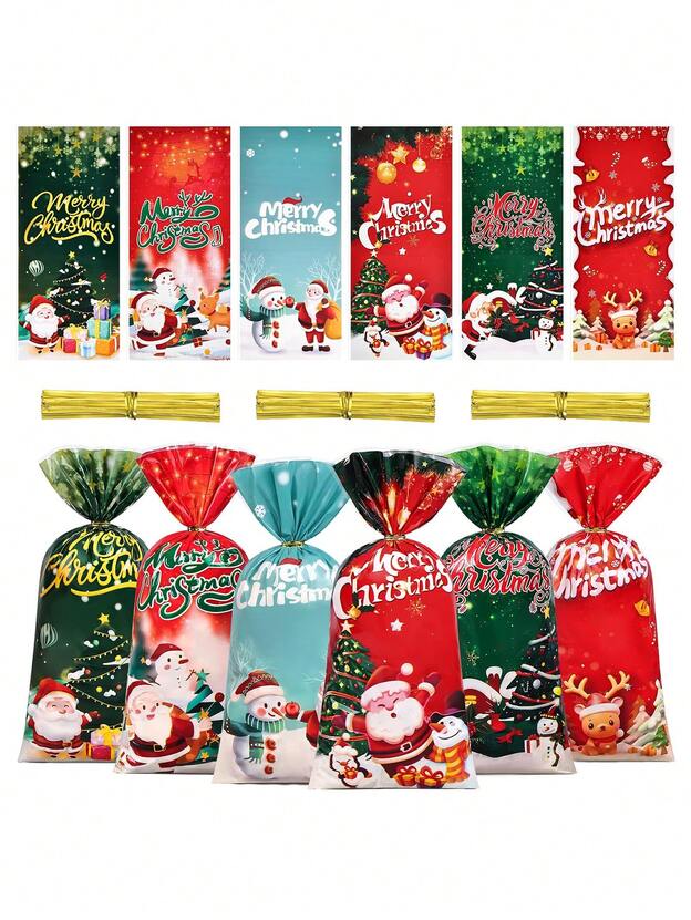 ถุงคุ๊กกี้คละลาย 13 x 27 ซม. 50 ใบ (พร้อมลวด) (10-8170)