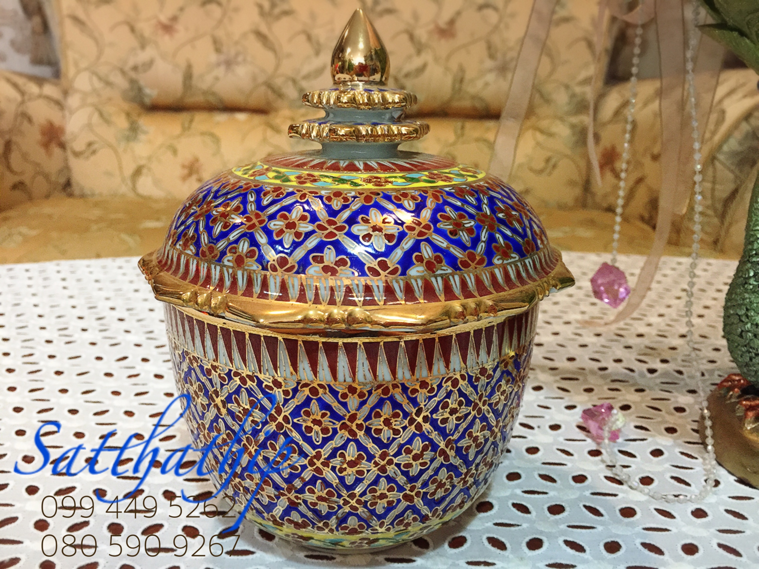 [สินค้าหมด-sold out***] โกศอัฐิ เบญจรงค์ - โถ เบญจรงค์ - โถบรรจุอัฐิ