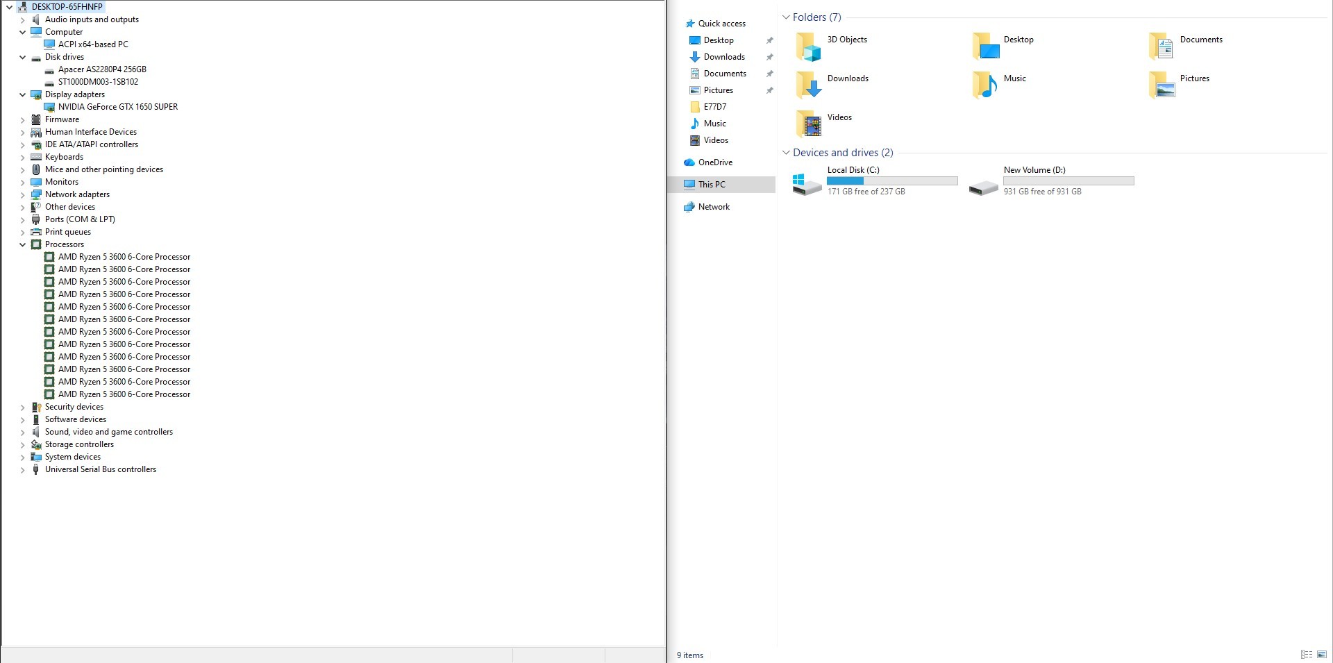 PC ประกอบ Ryzen 5 3600 / GTX 1650Super / RAM 16GB / M.2 256GB