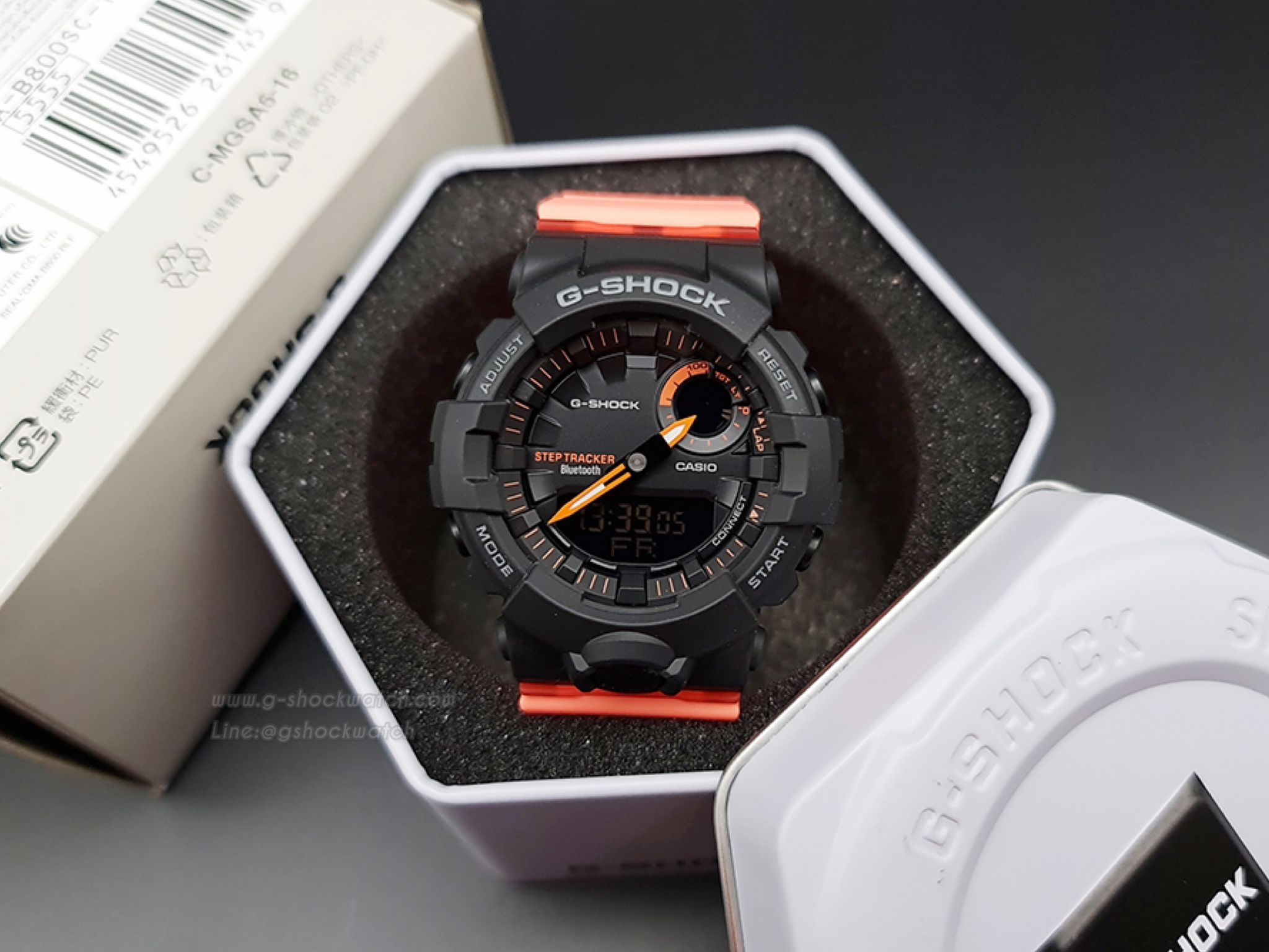 CASIO G-SHOCK นาฬิกาข้อมือ นาฬิกากันน้ำ นาฬิกาของแท้ ประกันศูนย์ CMG 1 ปี รุ่น GMA-B800SC-1A4 สีดำส้ม