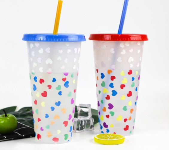 แก้วพลาสติก,แก้วพลาสติกเปลี่ยนสี,แก้วเปลี่ยนสีพร้อมฝาปิด,710ml