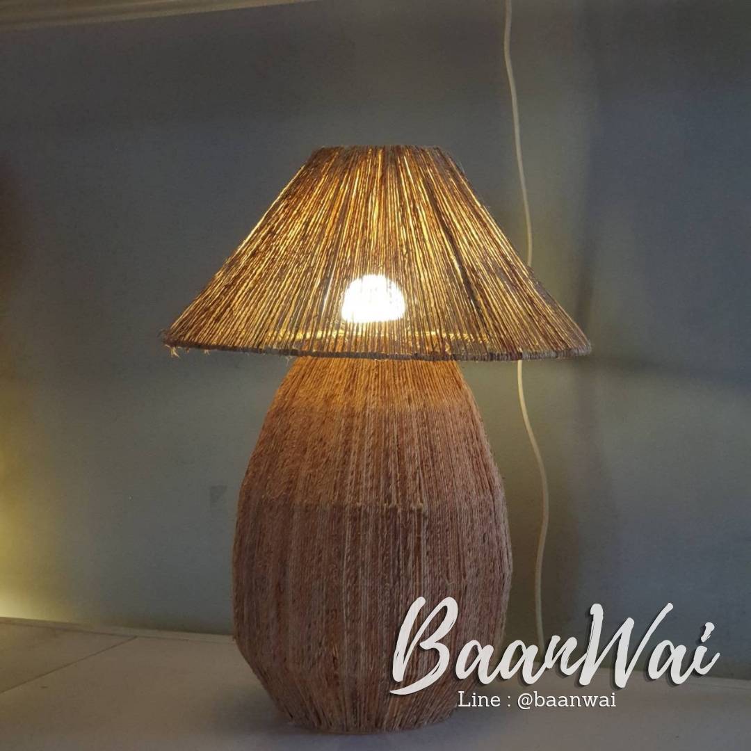 โคมไฟตั้งโต๊ะ เชือกสาน ทรงเห็ด ขนาด 40 * 55 cm