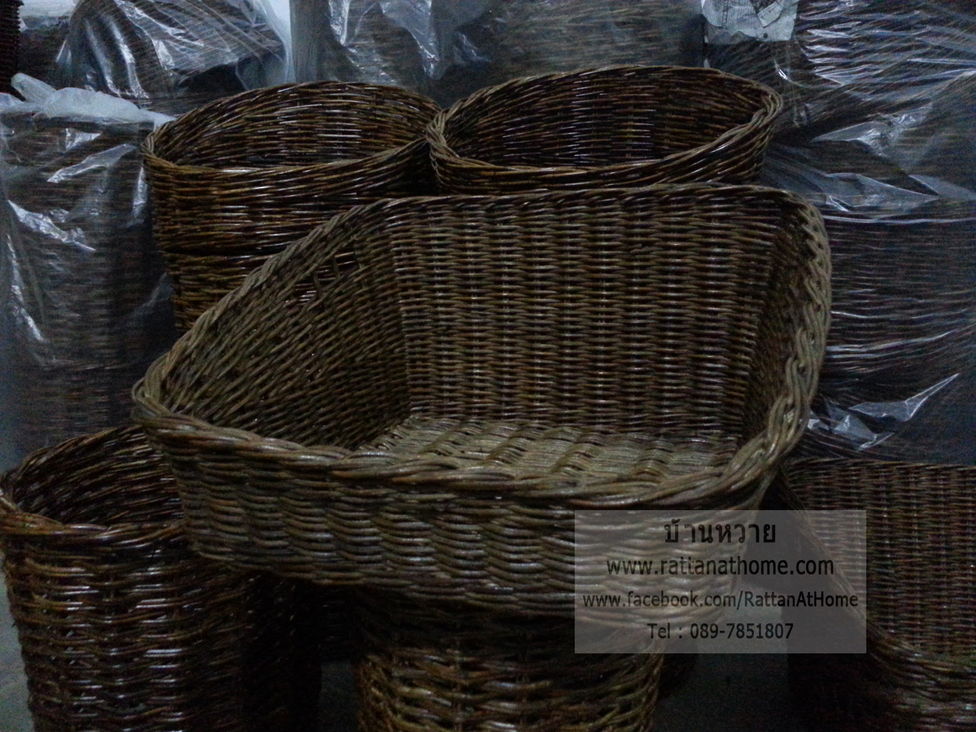 ถาดหวายวางโชว์ผลไม้ ทรงเหลี่ยม