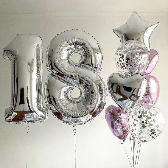 ลูกโป่งวันเกิด birthday balloons foil jumbo number and heart stars foil set (11pcs.)