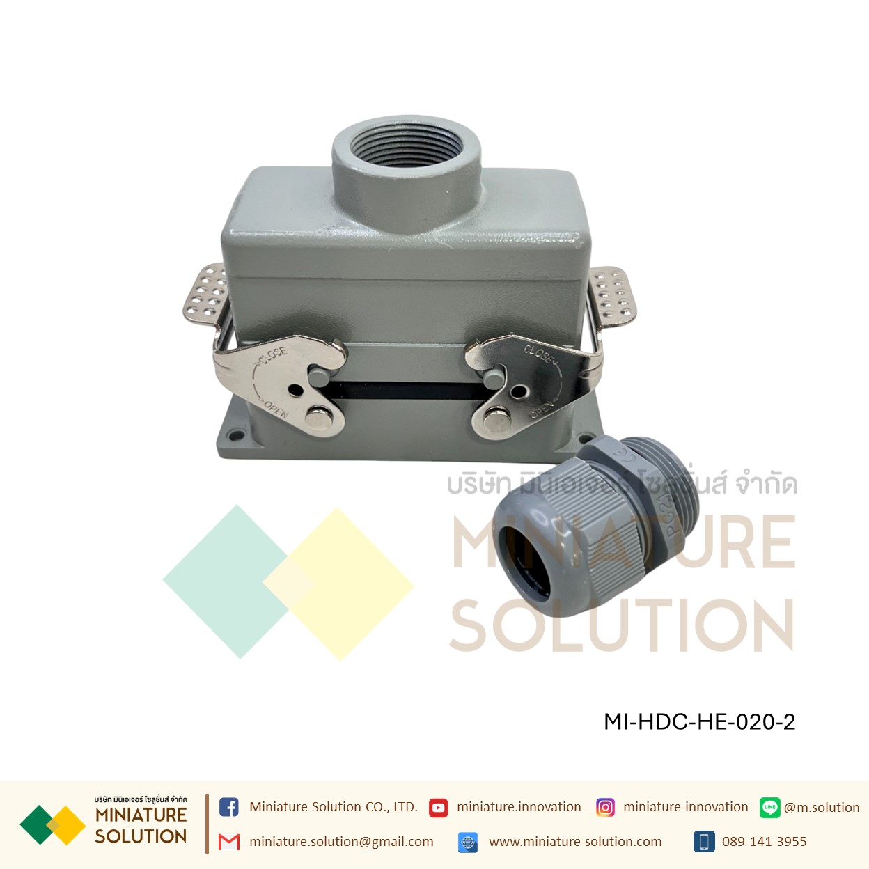 ปลั๊กเชื่อมต่อใช้สำหรับงานหนัก Heavy Duty Connectors Power แบบขันสกรู 16A 500V HDC-HE-4/6/10/16/20/24/32/48 Core กันน้ำ