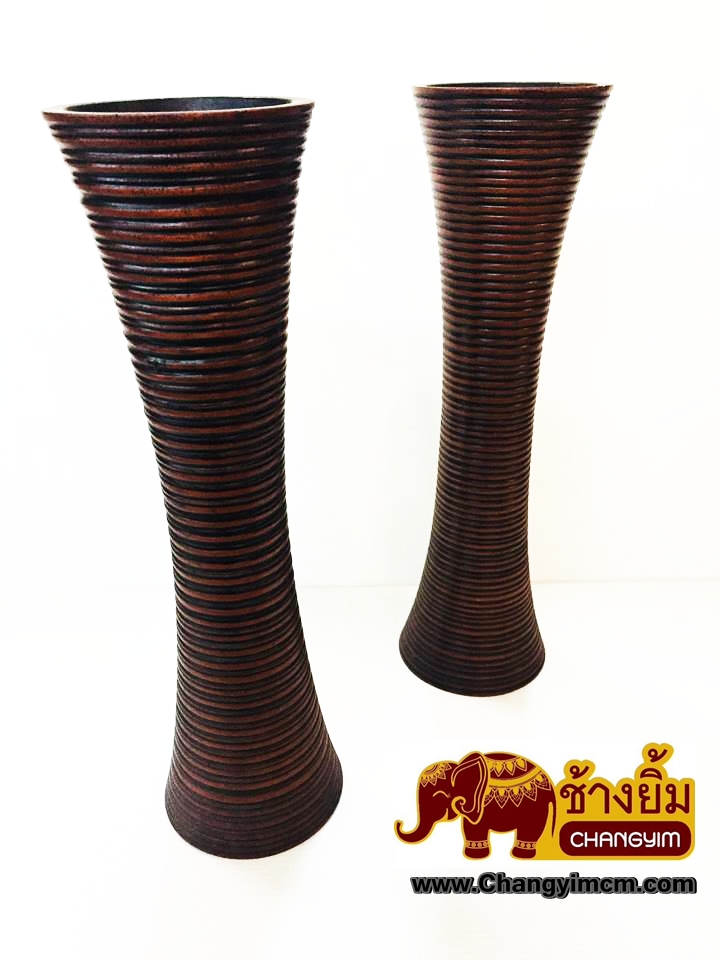 แจกันขูดข้างเล็ก สูง 14 นิ้ว ( ทรงเว้า )