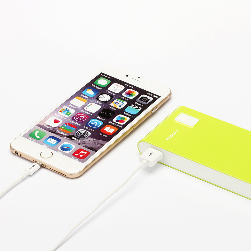 PISEN แบตสำรองแท้ 9,600 mAh พาวเวอร์แบงค์ Color Power รุ่น TS-D158 สวิตซ์ไฟ LED เก็บประจุเต็มที่ได้ยาวนาน USB 5V-2A ชาร์จแบตมือถือได้มากกว่า 10 ครั้ง พกพาสะดวก - สีเขียวอ่อน