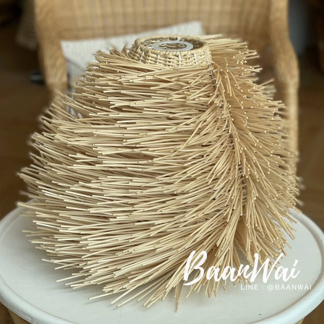 โคมไฟหวาย ฟอกขาว ทรงปะการัง