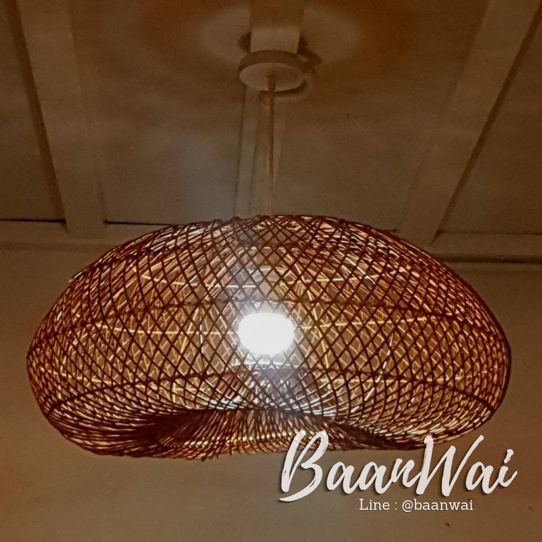 โคมไฟหวาย โคมไฟโดนัท โคมไฟตกแต่ง โคมไฟสาน โคมไฟ 58 cm * สูง 32 cm