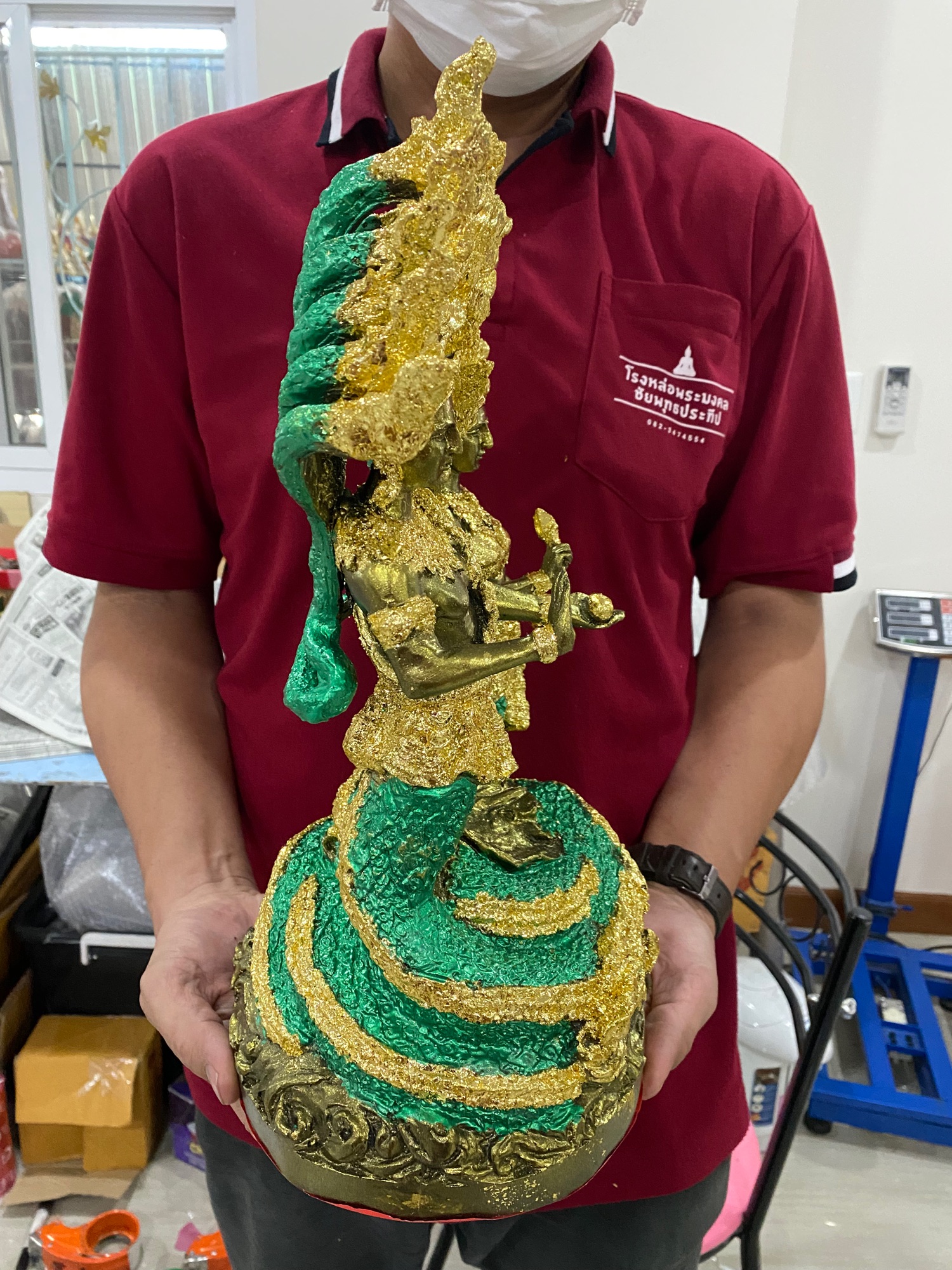 ปู่ศรีสุทโธย่าศรีประทุมมา ปู่ย่า สูง16นิ้ว กว้าง9นิ้ว องค์ยืนคู่ปิดทองเค